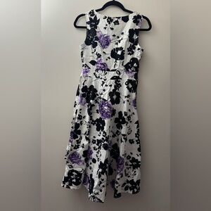 Wedtrend Floral Sleeveless Dress - Black and Purple